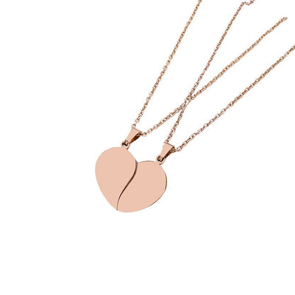 Heart Shape Necklace For Women, Made Of Durable Titanium Steel, Available In Silver, 1 Pair