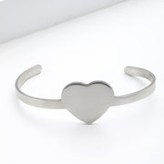 Heart-Shaped Open-Ended Bracelet Silver