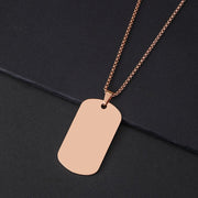 50*28mm Rounded Military Badge + 2.5mm*60cm Pearl Chain Overall Rose Gold