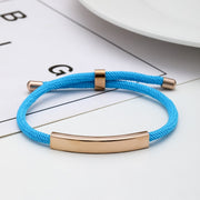 Light Blue Rope Bracelet Rose Gold