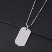 50*28mm Rounded Military Badge + 2.5mm*60cm Pearl Chain Overall Silver