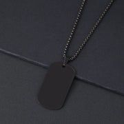50*28mm Rounded Military Badge + 2.5mm*60cm Pearl Chain Overall Black