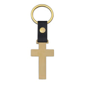 Gold Leather 53.5 * 30mm Cross Keychain