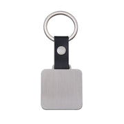 Silver Leather 35mm Square Keychain