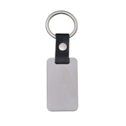Silver Leather Rectangular Keychain