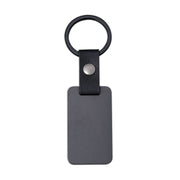 Black Leather Rectangular Keychain