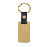 Gold Leather Rectangular Keychain