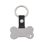 Silver Leather Style 50*27.6mm Bone (Hollow Dog Paw) Keychain