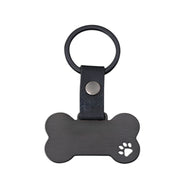 Black Leather 50*27.6mm Bone (Hollow Dog Paw) Keychain