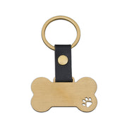 Gold Leather Style 50*27.6mm Bone (Hollow Dog Paw) Keychain