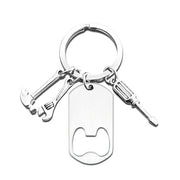 Bottle opener Silver + silver hammer wrench Screwdriver Accessories + silver key ring (assembled)