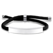 Black Rope Bracelet Silver