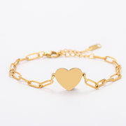 Heart-shaped Paperclip Bracelet with Gold Outer Holes
