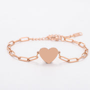Rose Gold Outer Hole Heart Paperclip Bracelet