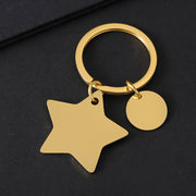 32*29.9mm Five-pointed Star + Small Round + Keychain Gold