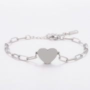 Heart-shaped Paperclip Bracelet with Silver Outer Holes