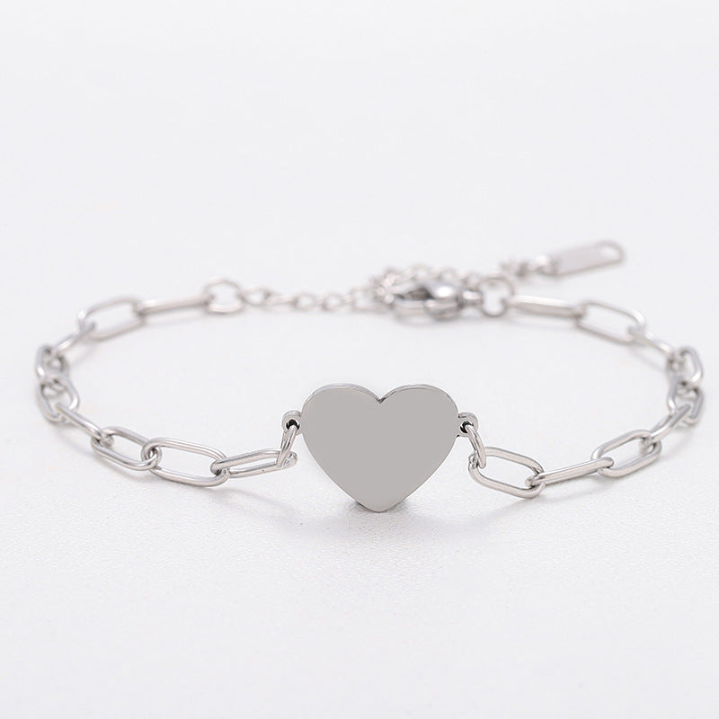 Heart Shape Bracelet In Silver, Elegant Design For Everyday Wear