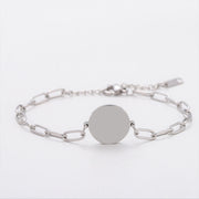 Silver Round Hole Paperclip Bracelet