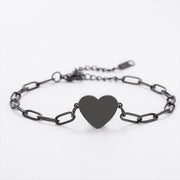 Black Outer Hole Heart Paperclip Bracelet