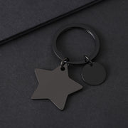 32*29.9mm Five-pointed Star + Small Circle + Key Ring Black