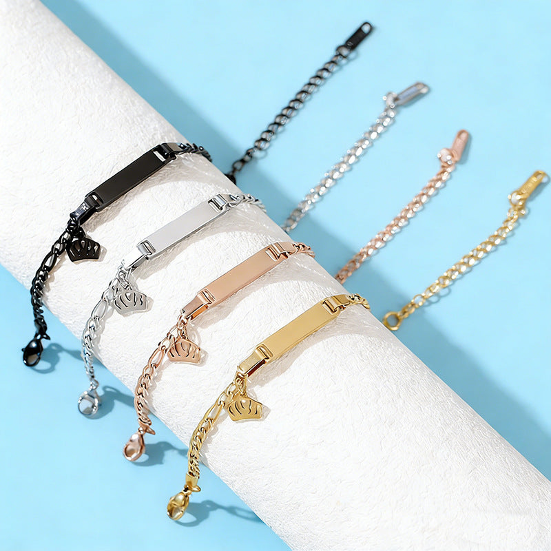 Crown 304 Stainless Steel Cuban Chain Link Bracelet With Durable Design