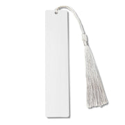White Tassel Large Bookmark Single-Sided Bright Silver