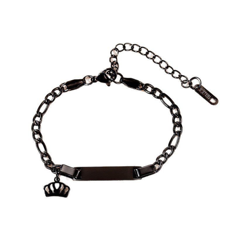 Crown 304 Stainless Steel Cuban Chain Link Bracelet With Durable Design