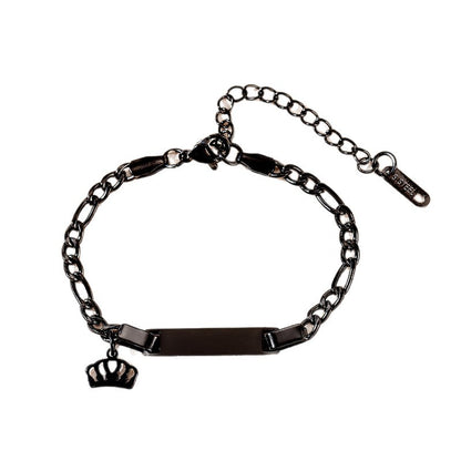 Crown 304 Stainless Steel Cuban Chain Link Bracelet With Durable Design