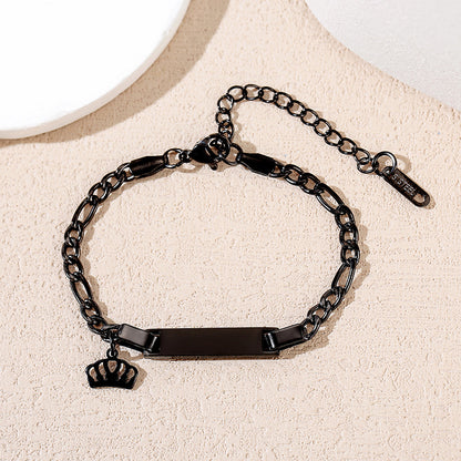 Crown 304 Stainless Steel Cuban Chain Link Bracelet With Durable Design