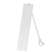 Hollow Heart Large Bookmark Double-Sided Brushed Silver