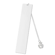Large Diamond-Encrusted Apple Bookmark Single-Sided Bright Silver
