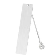 Large Diamond-Encrusted Apple Bookmark Double-Sided Brushed Silver