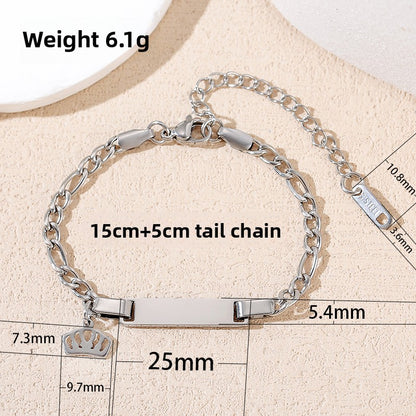 Crown 304 Stainless Steel Cuban Chain Link Bracelet With Durable Design