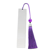Purple Tassel Large Bookmark Single Side Bright Silver