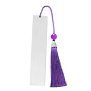 Purple Tassel Large Bookmark Double-sided Brushed Silver