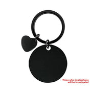 30mm Inner Hole round Small Solid Oblique Peach Heart Key Ring (Black Set Assembled)