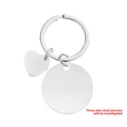 30mm Inner Hole round Small Solid Oblique Peach Heart Key Ring (Silvery Suit Assembled)