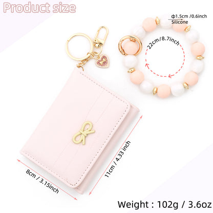 Bow Tie Card Holder In PU Leather With Square Shape, Stylish Women's Wallet