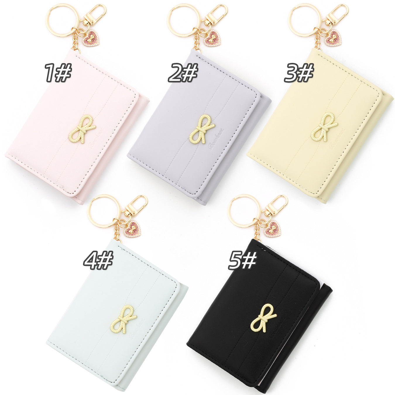 Bow Tie Card Holder In PU Leather With Square Shape, Stylish Women's Wallet
