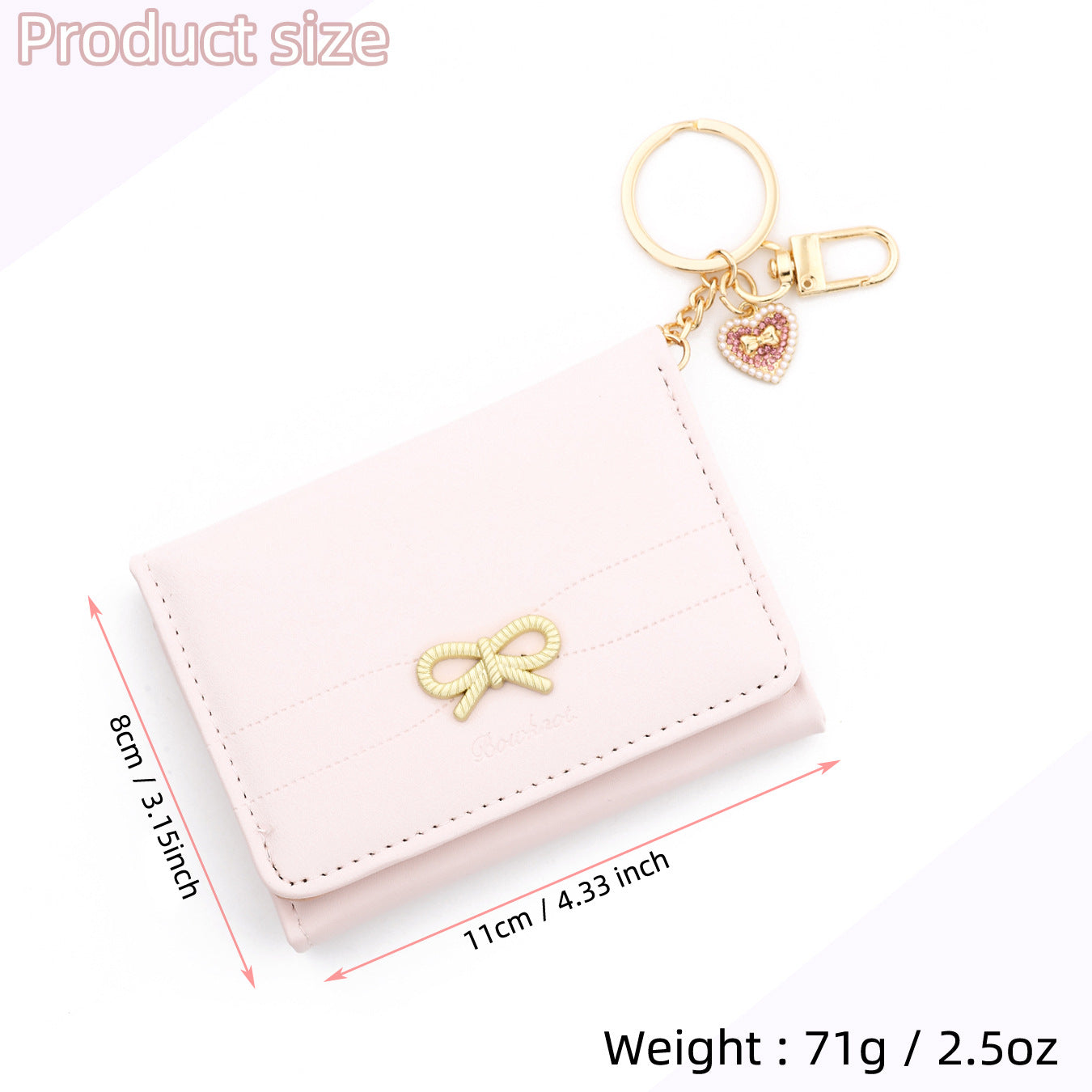 Bow Tie Card Holder In PU Leather With Square Shape, Stylish Women's Wallet