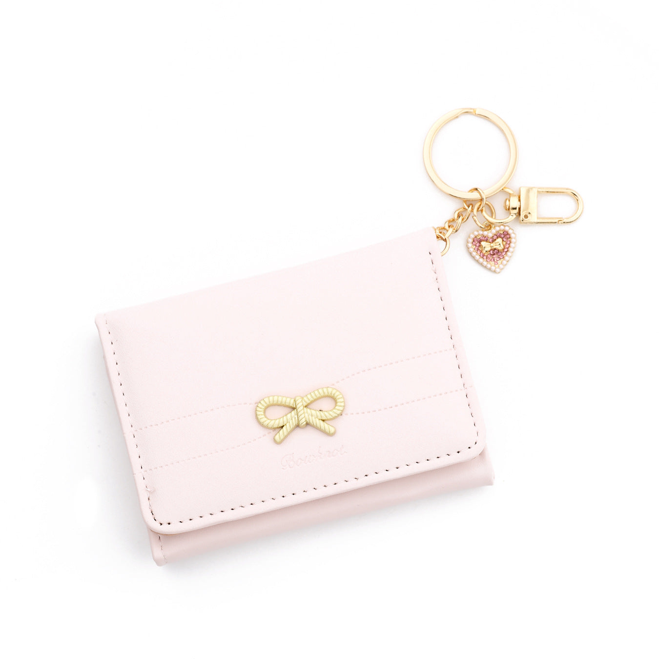Bow Tie Card Holder In PU Leather With Square Shape, Stylish Women's Wallet