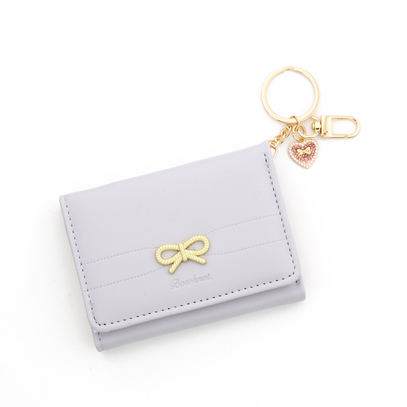 Bow Tie Card Holder In PU Leather With Square Shape, Stylish Women's Wallet