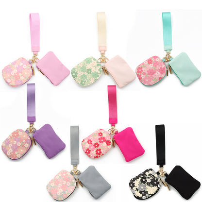 Solid Color Nylon Small Wallet For Women Featuring Ornament Design In Semicircle Shape
