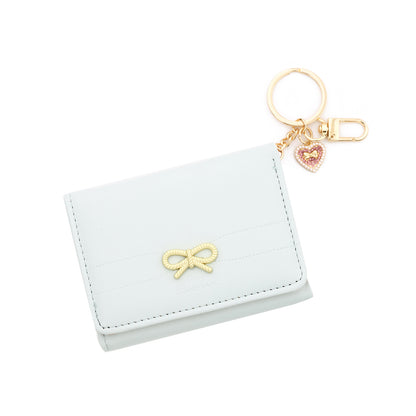 Bow Tie Card Holder In PU Leather With Square Shape, Stylish Women's Wallet