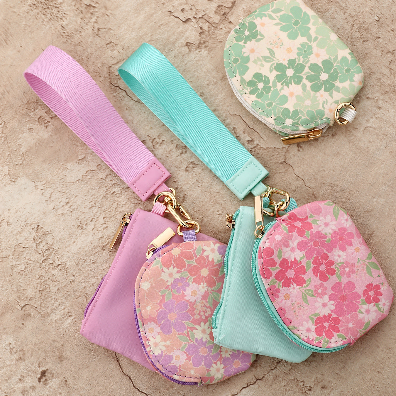 Solid Color Nylon Small Wallet For Women Featuring Ornament Design In Semicircle Shape