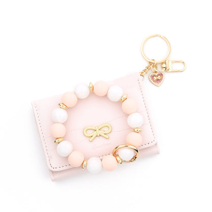 Bow Tie Card Holder In PU Leather With Square Shape, Stylish Women's Wallet