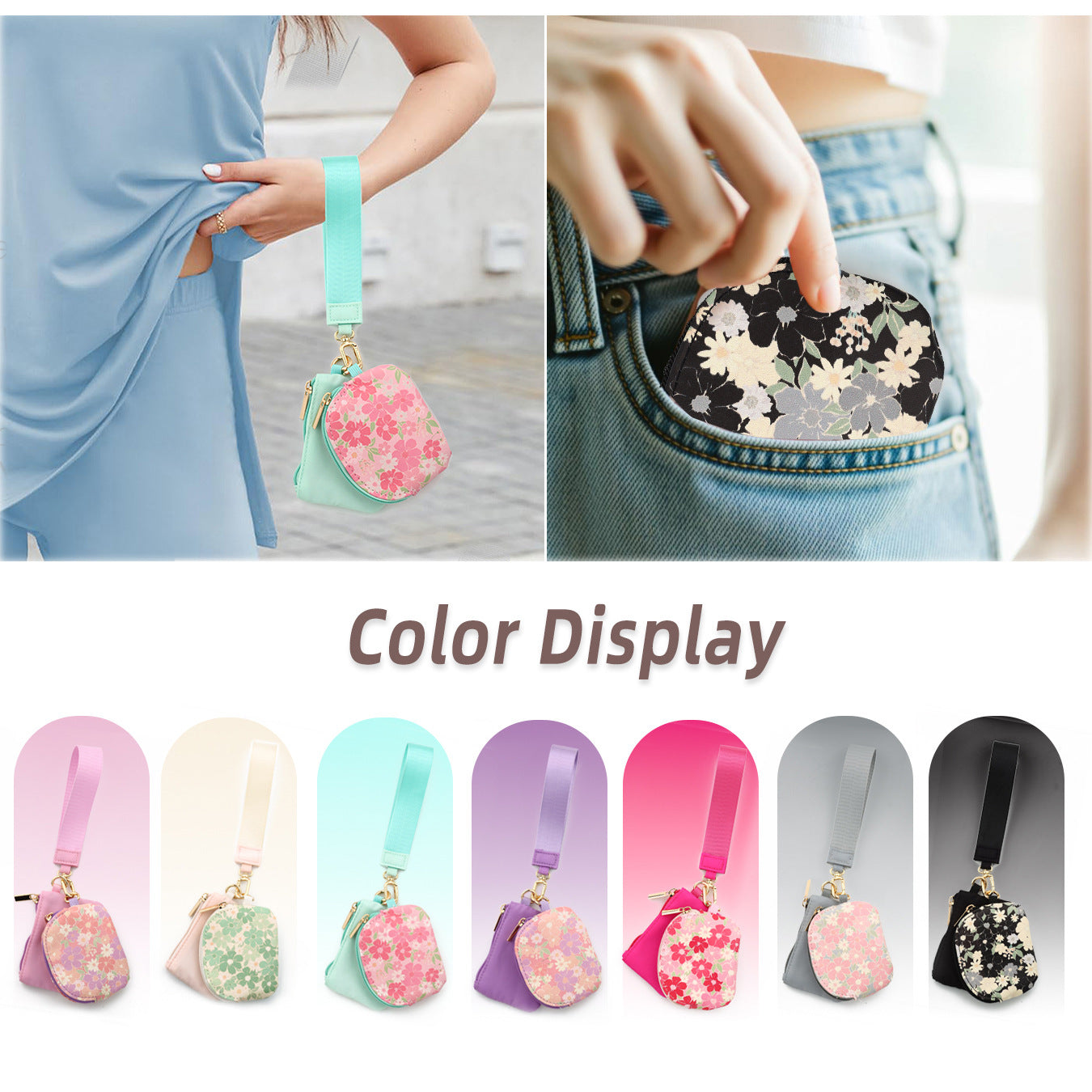 Solid Color Nylon Small Wallet For Women Featuring Ornament Design In Semicircle Shape