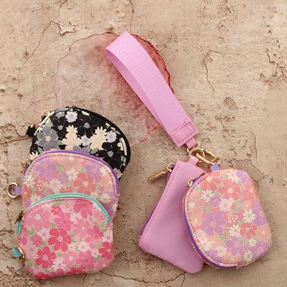Solid Color Nylon Small Wallet For Women Featuring Ornament Design In Semicircle Shape