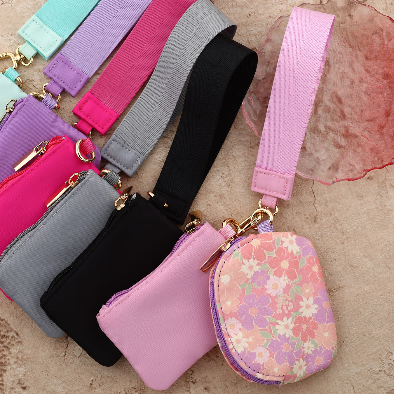 Solid Color Nylon Small Wallet For Women Featuring Ornament Design In Semicircle Shape