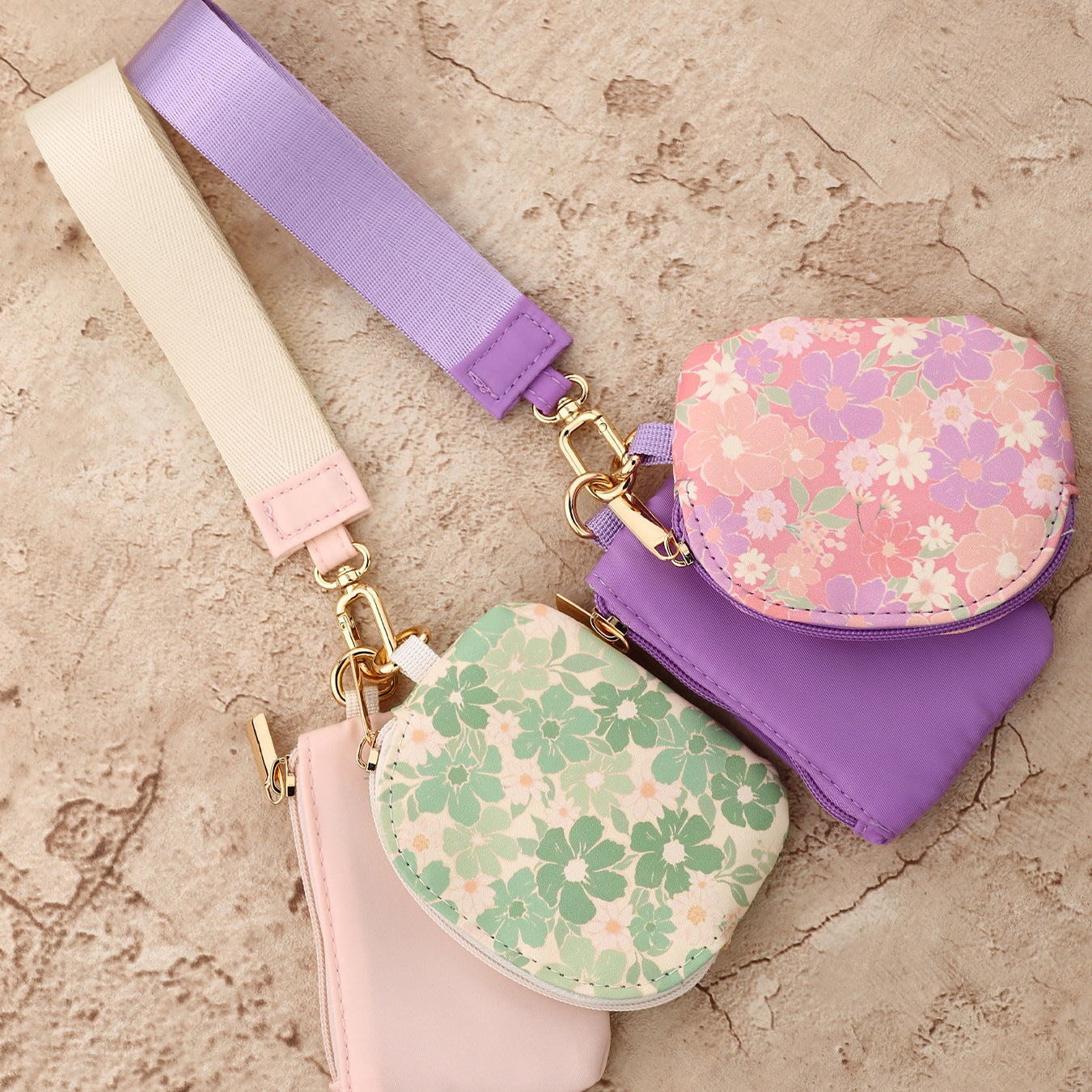 Solid Color Nylon Small Wallet For Women Featuring Ornament Design In Semicircle Shape